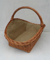 Extra stabil geflochtener Kaminholzkorb mit Jute, extra lang, braune Weiden