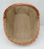 Extra stabil geflochtener Kaminholzkorb mit Jute, extra lang, braune Weiden