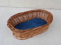 Kleine ovale Schale mit Holzboden und Wachstuchbezug, feucht abwischbar