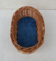 Kleine ovale Schale mit Holzboden und Wachstuchbezug, feucht abwischbar