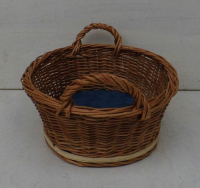 Geflochtene Schale mit Holzboden und Griffe, auswischbar