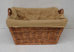 Holzkorb, Anrichtkorb, eckig mit Griffe und Stoffeinsatz